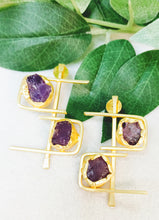 Load image into Gallery viewer, Worah Purple Amethyst Earrings freeshipping - CASA ROZEN
