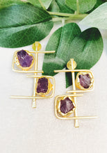 Load image into Gallery viewer, Worah Purple Amethyst Earrings freeshipping - CASA ROZEN
