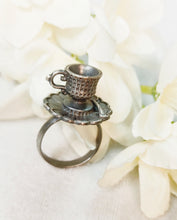 Load image into Gallery viewer, Cup saucer German Silver Ring freeshipping - CASA ROZEN
