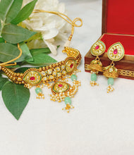 Load image into Gallery viewer, Viyaasa Statement Kundan 18k Gold Plated Choker Set freeshipping - CASA ROZEN
