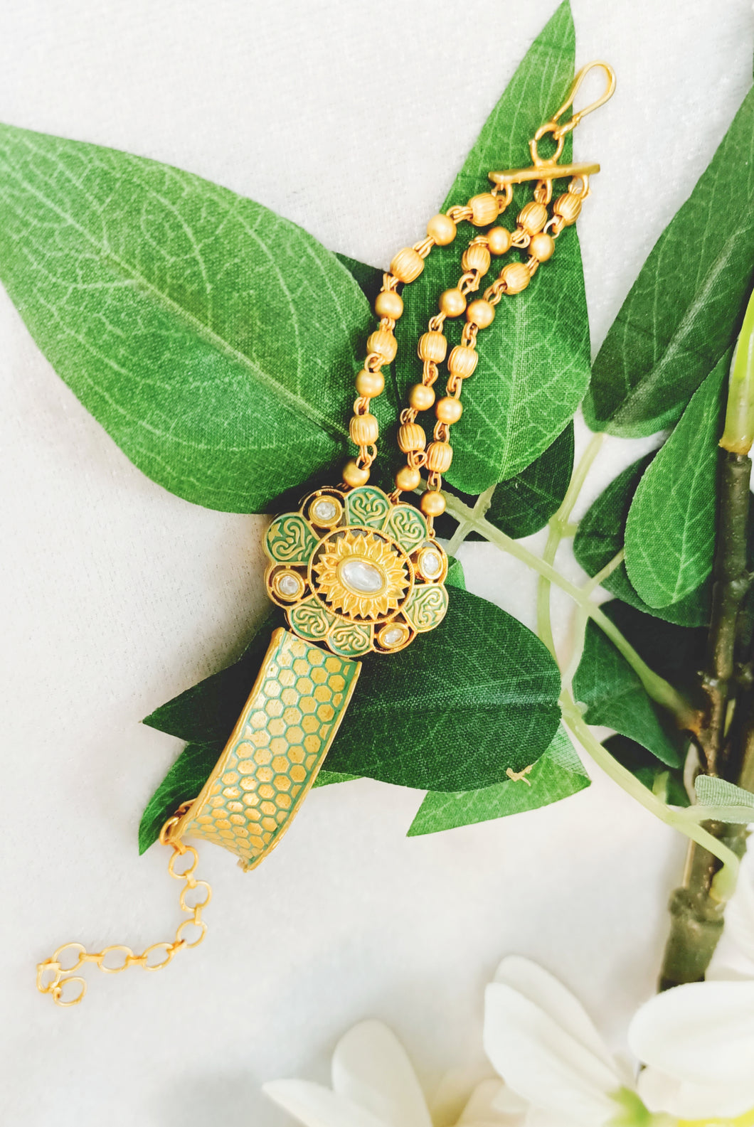 Rodan Kundan Meenakari Work 18k Gold Plating Bracelet freeshipping - CASA ROZEN
