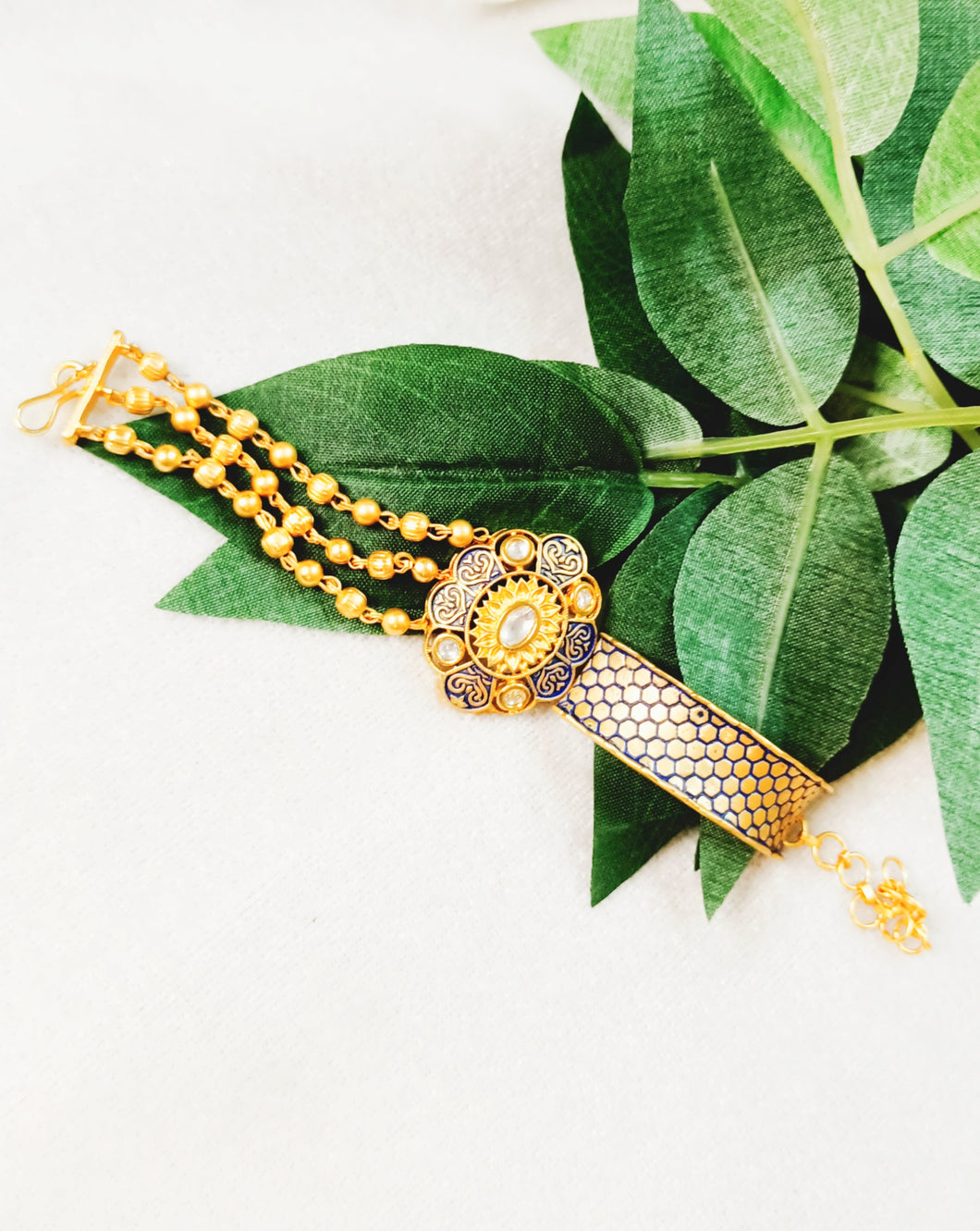 Taca Kundan Meenakari Work 18k Gold Plating Bracelet freeshipping - CASA ROZEN