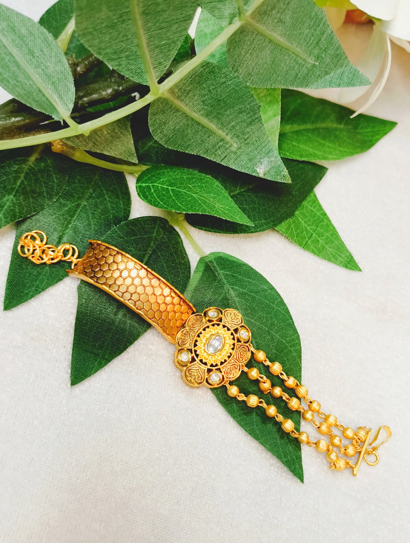 Mezina Kundan Meenakari Work 18k Gold Plating Bracelet freeshipping - CASA ROZEN