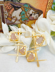 Worah Pink Quartz Natural Stone Earrings freeshipping - CASA ROZEN