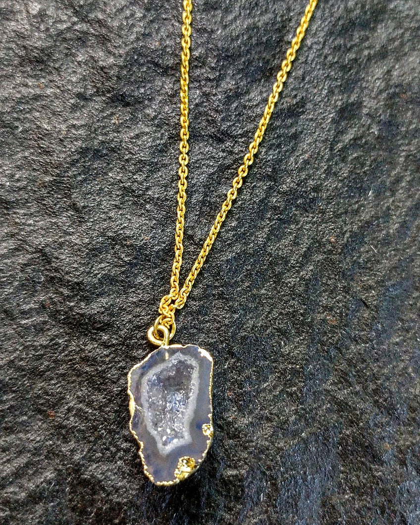 Missa U Delicate Natural Druzy Stone Pendant Chain freeshipping - CASA ROZEN