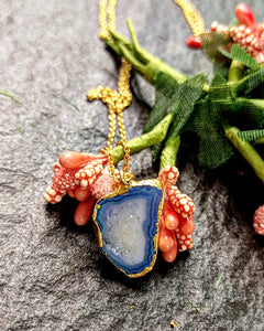 Missa E Delicate Natural Druzy Stone Pendant Chain freeshipping - CASA ROZEN