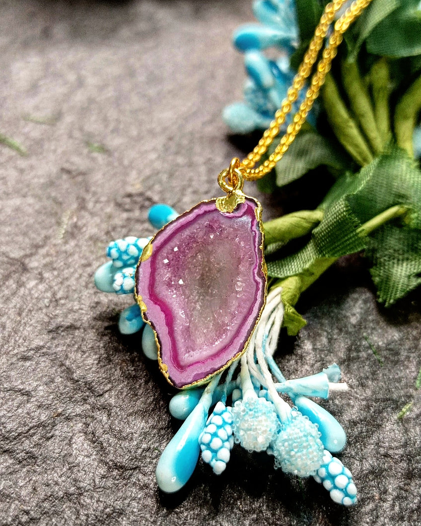 Missa D Delicate Natural Druzy Stone Pendant Chain freeshipping - CASA ROZEN