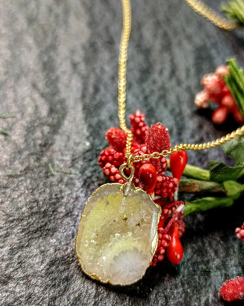 Missa A Delicate Natural Druzy Stone Pendant Chain freeshipping - CASA ROZEN