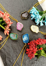 Load image into Gallery viewer, Missa G Delicate Natural Druzy Stone Pendant Chain freeshipping - CASA ROZEN
