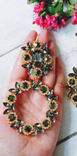 Load image into Gallery viewer, Camisso Glitz Grey Stone Statement Earrings freeshipping - CASA ROZEN

