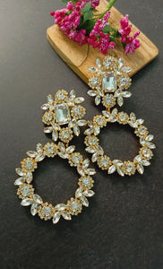 Camisso Glitz Silver Stone Statement Earrings freeshipping - CASA ROZEN