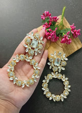 Load image into Gallery viewer, Camisso Glitz Silver Stone Statement Earrings freeshipping - CASA ROZEN
