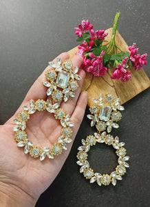 Camisso Glitz Silver Stone Statement Earrings freeshipping - CASA ROZEN