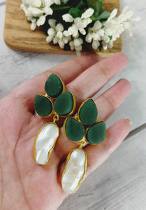 Calinar Natural Green Druzy Stone with Mother of Pearls freeshipping - CASA ROZEN