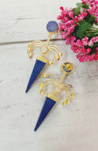 Load image into Gallery viewer, Bisora Blue Natural Druzy Stone Earrings freeshipping - CASA ROZEN

