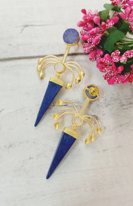 Bisora Blue Natural Druzy Stone Earrings freeshipping - CASA ROZEN