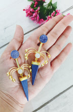 Load image into Gallery viewer, Bisora Blue Natural Druzy Stone Earrings freeshipping - CASA ROZEN
