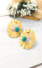 Load image into Gallery viewer, Yana Turquoise Stone Earrings freeshipping - CASA ROZEN
