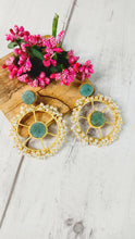 Load image into Gallery viewer, Wyst Wheel Ocean Green Natural Stone Earrings freeshipping - CASA ROZEN
