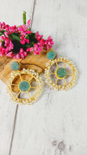 Load image into Gallery viewer, Wyst Wheel Ocean Green Natural Stone Earrings freeshipping - CASA ROZEN
