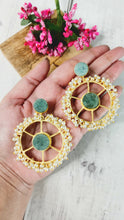 Load image into Gallery viewer, Wyst Wheel Ocean Green Natural Stone Earrings freeshipping - CASA ROZEN
