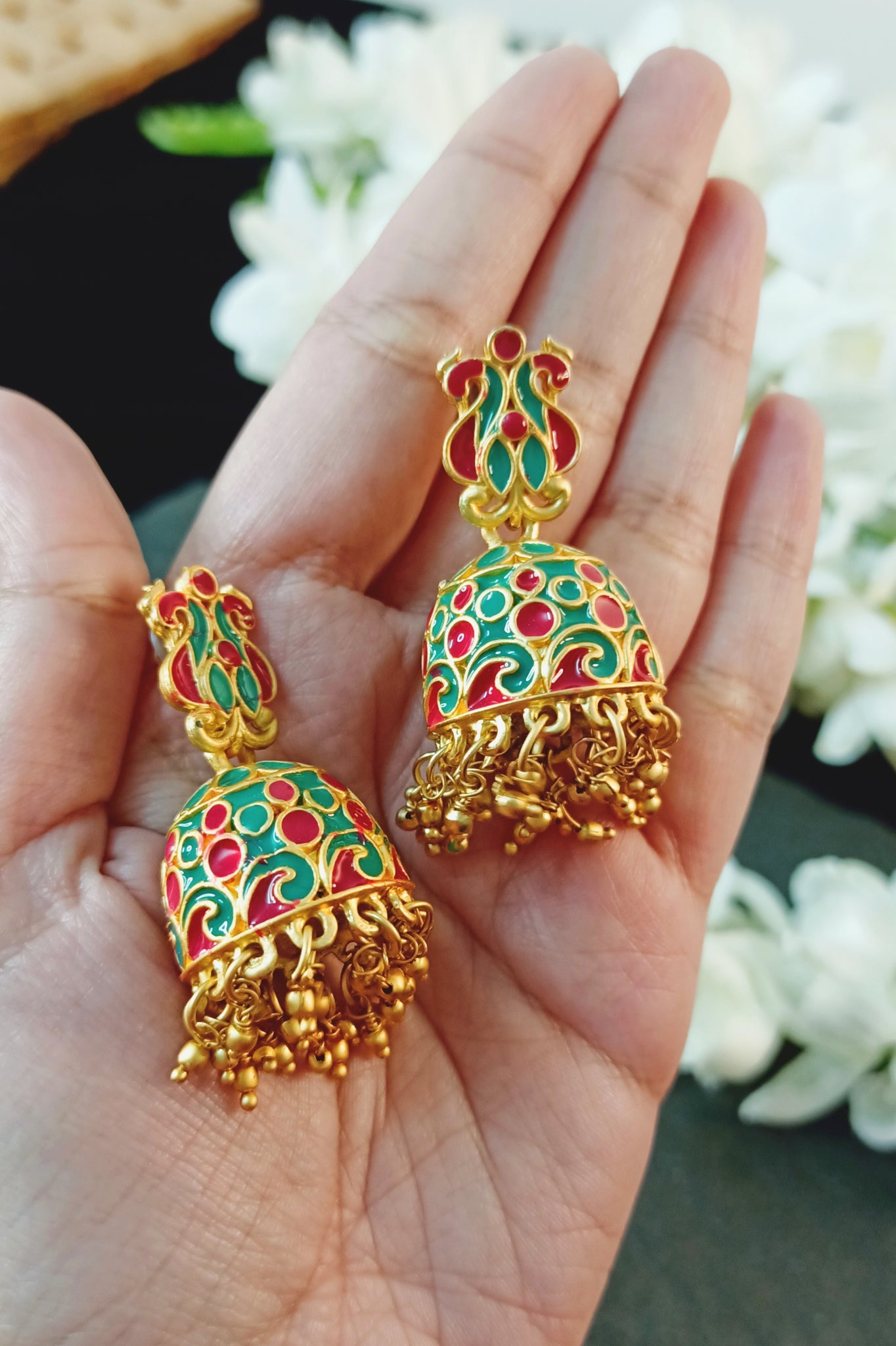 Birsashasa Hot Pink and Turquoise Meenakari Art Jewellery Set CASA ROZEN