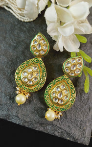 Vanara Kundan Polki Meenakari 22 Carat Gold Plated Choker Jewellery Set freeshipping - CASA ROZEN