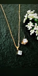 Verissca Crystal Silver American Diamond Pendant Set freeshipping - CASA ROZEN