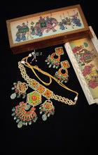Load image into Gallery viewer, Shasaha Lac Art Work Semi Precious Stones and Kundan Set freeshipping - CASA ROZEN
