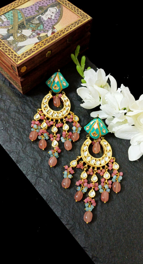 Daminiva Lac Art Work Semi Precious Stone Earrings freeshipping - CASA ROZEN