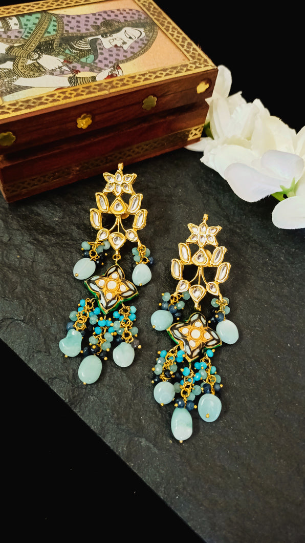 Birha Lac Art Work Semi Precious Stone Earrings freeshipping - CASA ROZEN