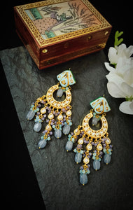 Mandvi Lac Art Work Semi Precious Stone Earrings freeshipping - CASA ROZEN