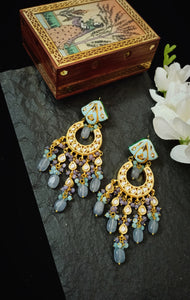 Mandvi Lac Art Work Semi Precious Stone Earrings freeshipping - CASA ROZEN