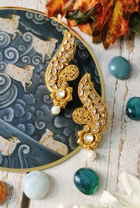 Taksi Crystal Kundan Earrings freeshipping - CASA ROZEN