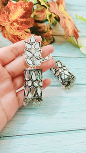 Virha Mirror Work Jhumka Earrings freeshipping - CASA ROZEN
