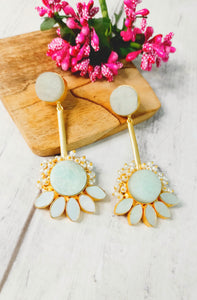 Kerossa Pastel Mint Natural Semi Precious Tumble Stone Earrings freeshipping - CASA ROZEN