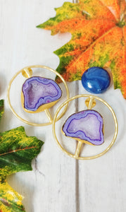 Scala Stark Violet Window Druzy Earrings freeshipping - CASA ROZEN