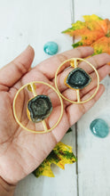 Load image into Gallery viewer, Scala Majestic Black Window Druzy Stone Earrings freeshipping - CASA ROZEN
