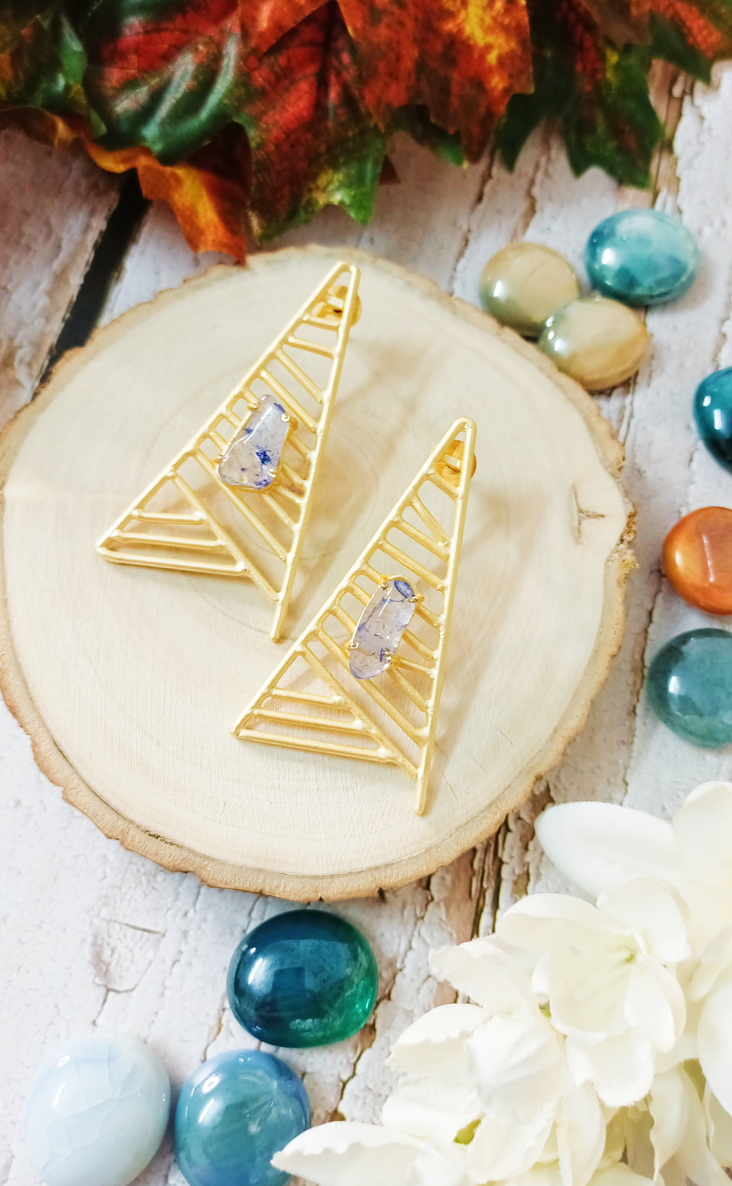 Vivian Blue Tumble Stone Earrings freeshipping - CASA ROZEN