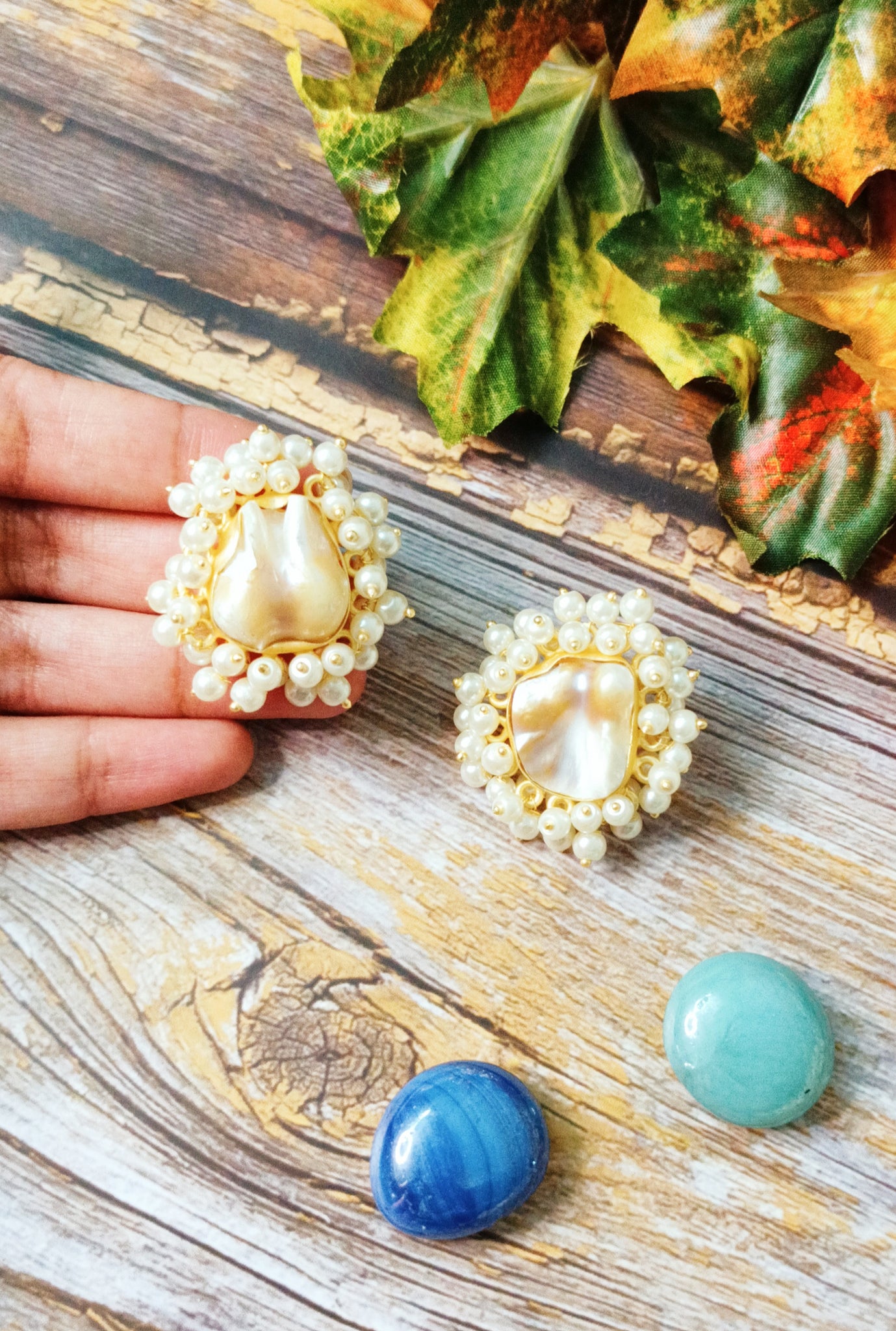 Pearl earrings baroque discount