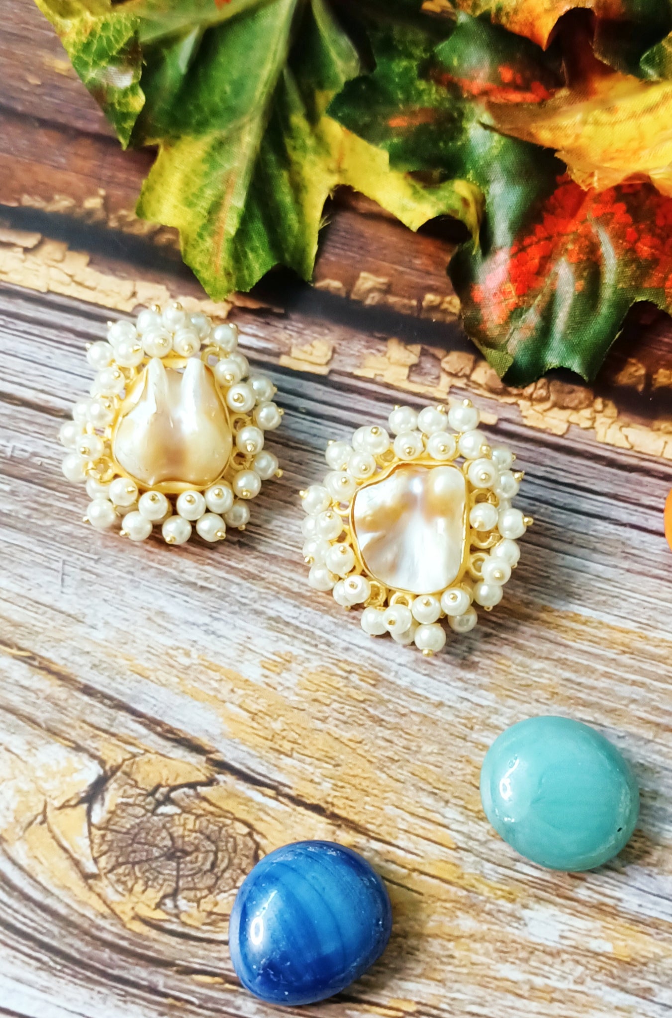 Cobalt Chrome and Gold Earring Charms with Pearls – Alara