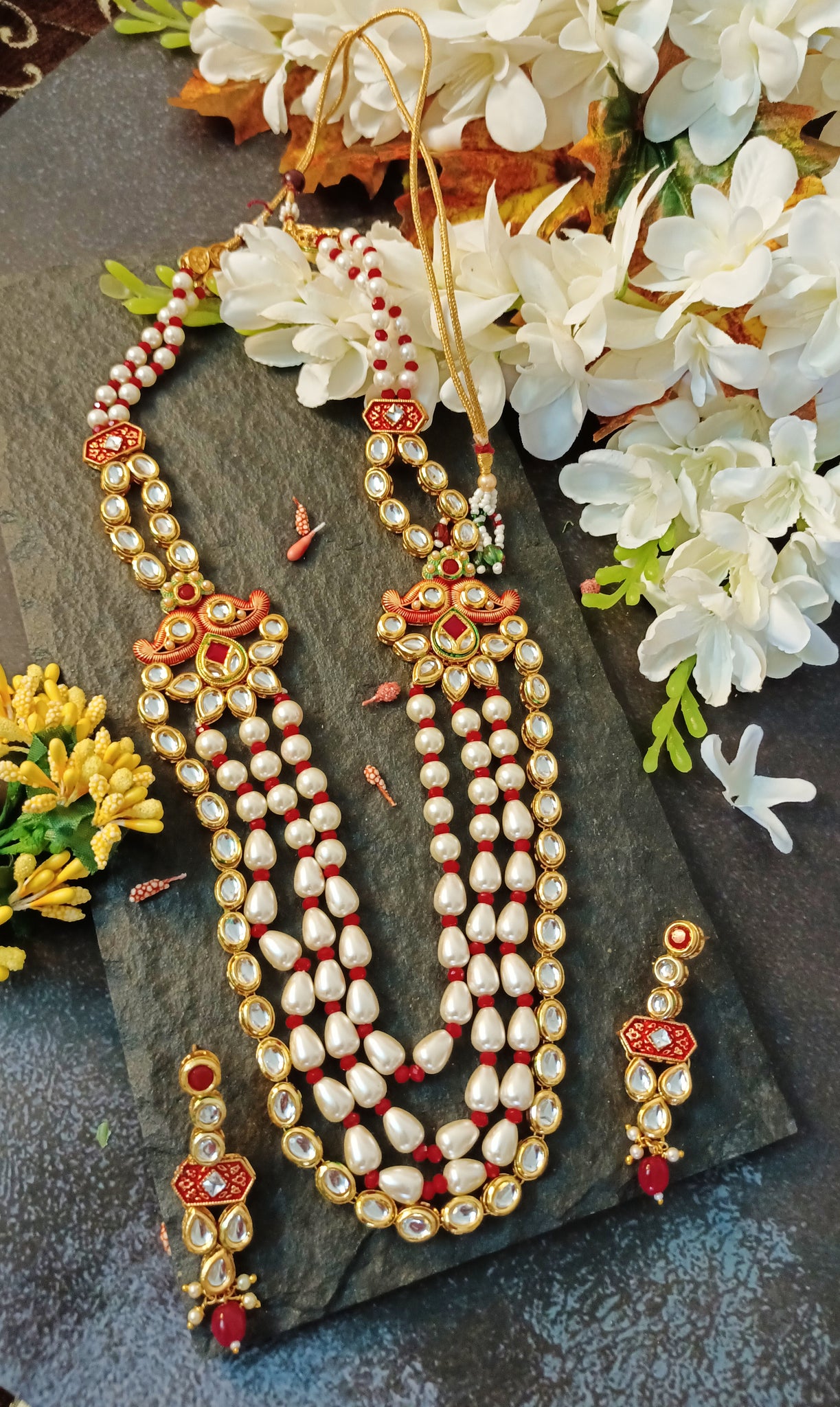 Manasvi 18 Carat Gold Plated Long Haar Kundan Set CASA ROZEN
