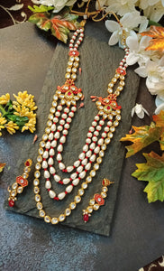 Manasvi 18 Carat Gold Plated Long Haar Kundan Set freeshipping - CASA ROZEN