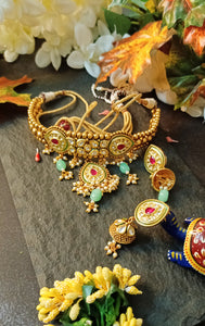 Viyaasa Statement Kundan 18k Gold Plated Choker Set freeshipping - CASA ROZEN