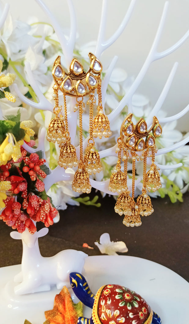 Mahirao Kundan Panch Tokri Earrings freeshipping - CASA ROZEN