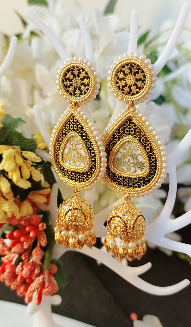 Mahank 22 Carat Gold Plated Thewa Art Earrings freeshipping - CASA ROZEN