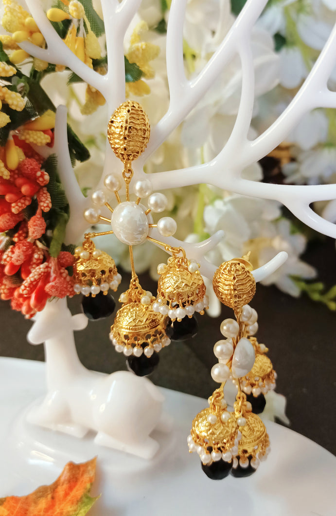 Moraso Black Tri Tokri Earrings freeshipping - CASA ROZEN