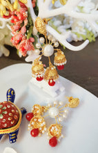 Load image into Gallery viewer, Moraso Red Tri Tokri Earrings freeshipping - CASA ROZEN
