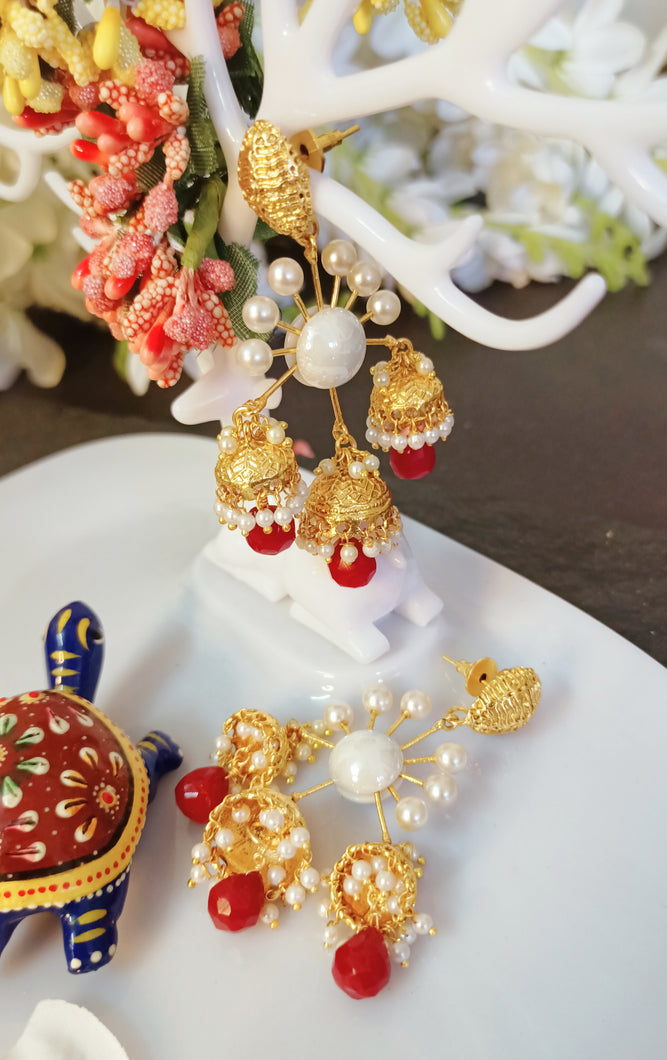 Moraso Red Tri Tokri Earrings freeshipping - CASA ROZEN
