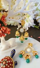 Load image into Gallery viewer, Moraso Green Tri Tokri Earrings freeshipping - CASA ROZEN
